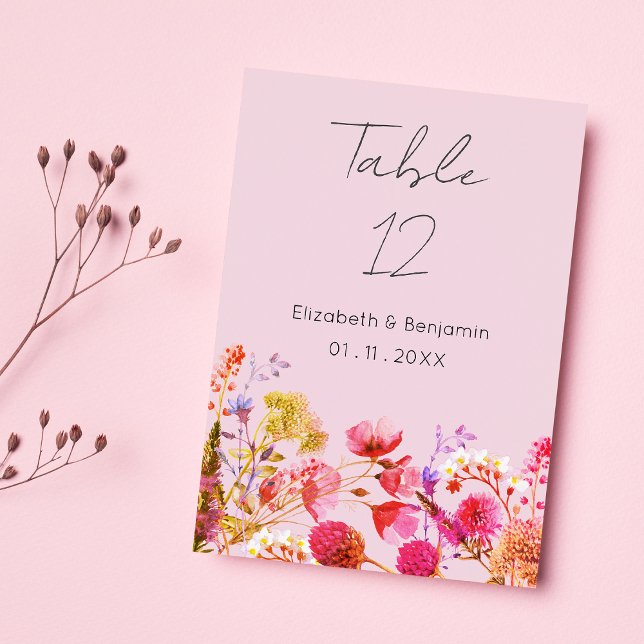 Números de mesa florales de lavanda naranja rosa a (Lavender Orange Pink Yellow Floral Table Numbers)