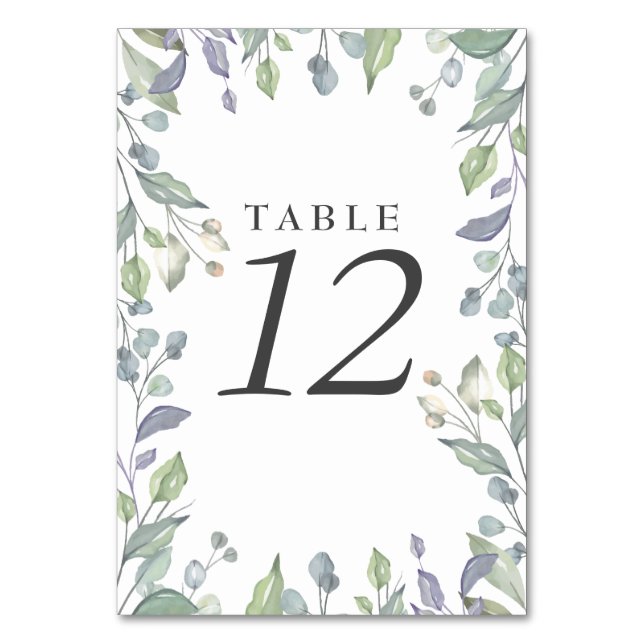 Números de mesa florales de lavanda y salvia en ac (Anverso)