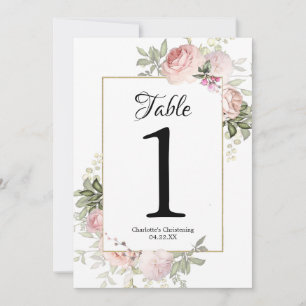 Números de mesa florales rosados