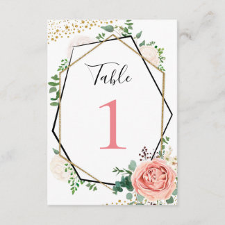 Números de mesa geométricos rosados de oro moderno