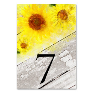 *~* NÚMEROS DE MESA - Girasol amarillo de madera v