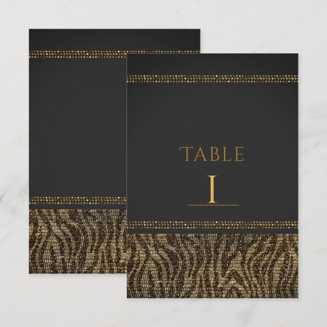 Números de mesa glam chic con lentejuelas destella (Anverso / Reverso)