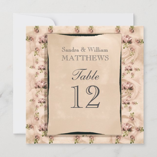 Números de Mesa Guardar Rosa Vintage (Anverso)