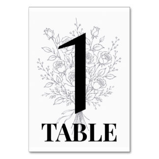 Números de mesa minimalistas de rosa para boda