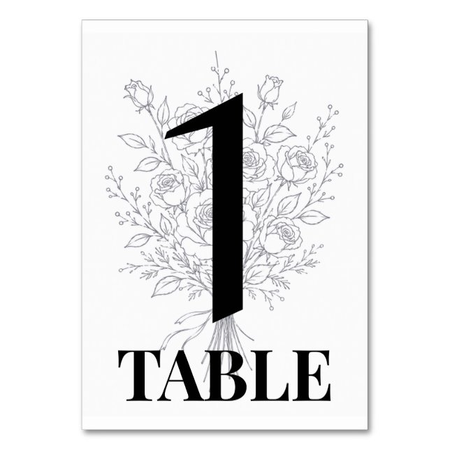 Números de mesa minimalistas de rosa para boda (Anverso)