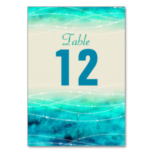 Números de mesa modernos de Boda de mar brillante