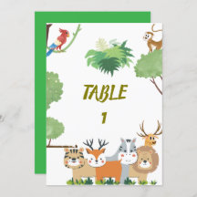 Números de mesa para baby shower de animales del b