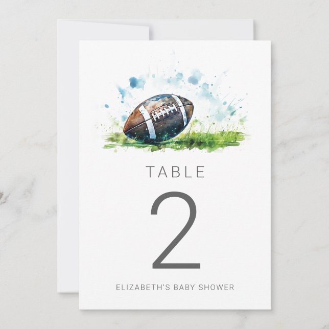 Números de mesa para Baby Shower de Fútbol al Acua (Anverso)