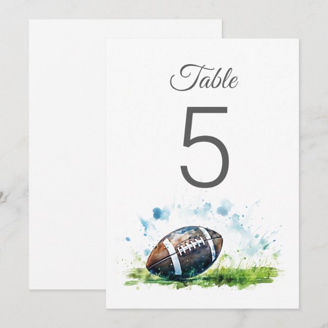 Números de mesa para Baby Shower de Fútbol al Agua (Anverso / Reverso)