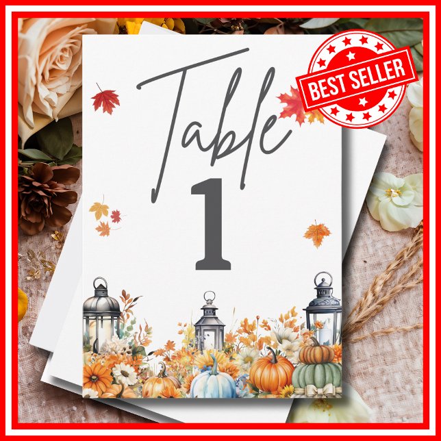 Números de mesa para baby shower de Una pequeña ca (A Little Pumpkin is on the Way Fall Autumn Floral Baby Shower Table Numbers)