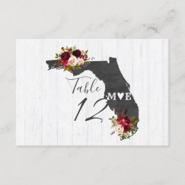 Números de mesa para boda con destino en Florida S