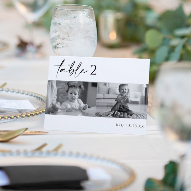 Números de mesa para boda con foto en blanco y neg (Subido por el creador)