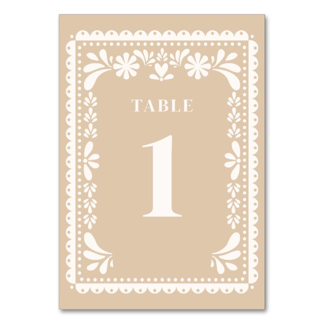 Números de Mesa para Boda con Papel Picado Haciend (Reverso)