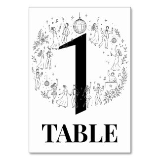 Números de mesa para boda con temática de fiesta d