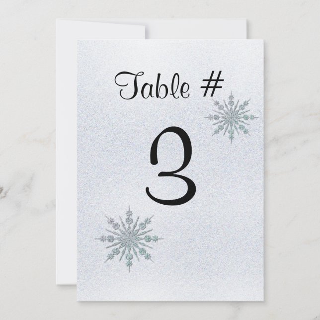 Números de Mesa para Boda de Invierno con Copos de (Anverso)