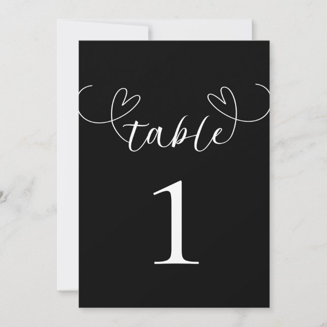 Números de Mesa para Boda en Blanco y Negro Modern (Anverso)