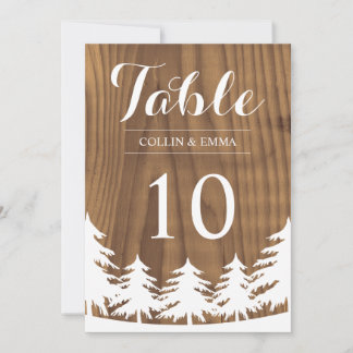 Números de mesa para boda en el bosque