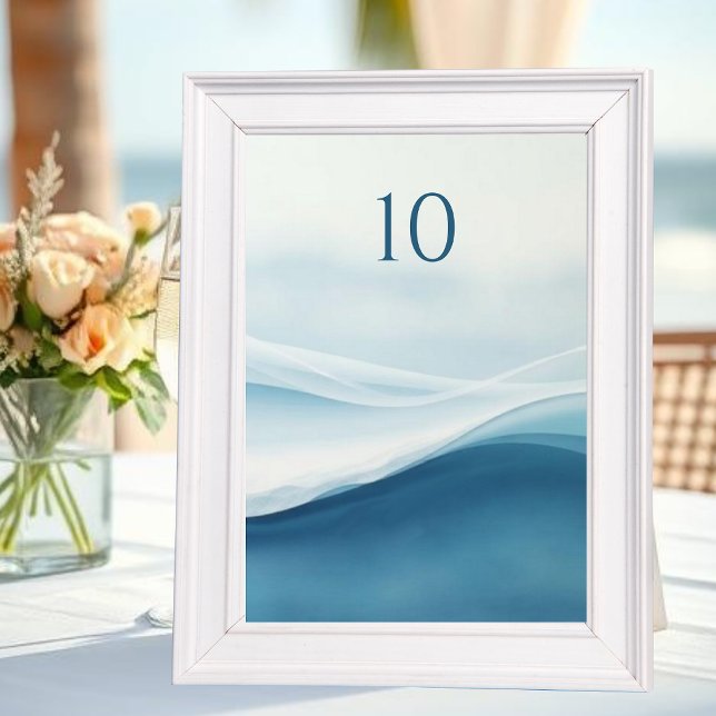 Números de Mesa para Boda en la Playa Azul Serena (Serene Blue Abstract Wedding Table Numbers)