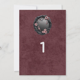 Números de mesa para boda gótica de Dark Academia