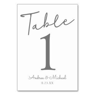 Números de mesa para boda   Letra distintiva (gris