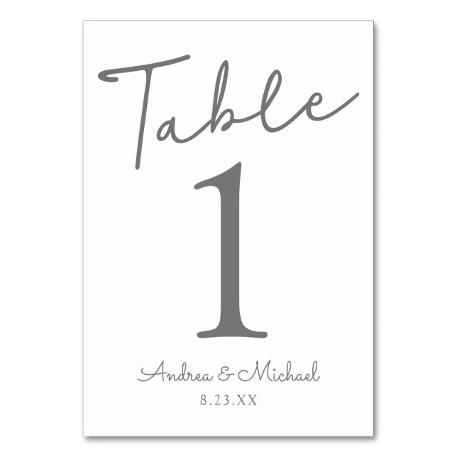 Números de mesa para boda | Letra distintiva (gris (Anverso)