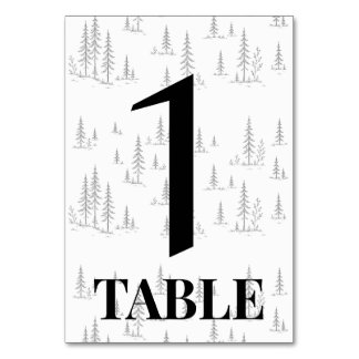 Números de mesa para boda minimalista en bosque