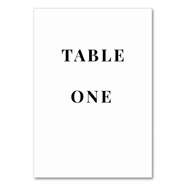 Números de mesa para boda minimalista | Tarjetas e (Anverso)