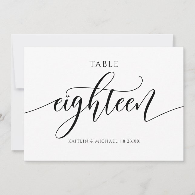 Números de mesa para boda modernos - Caligrafía -  (Anverso)