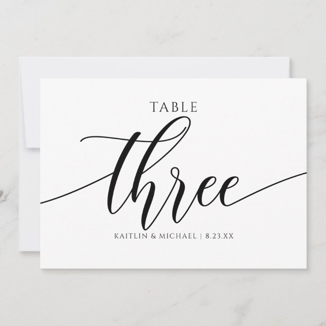 Números de mesa para boda modernos - Caligrafía 3 (Anverso)