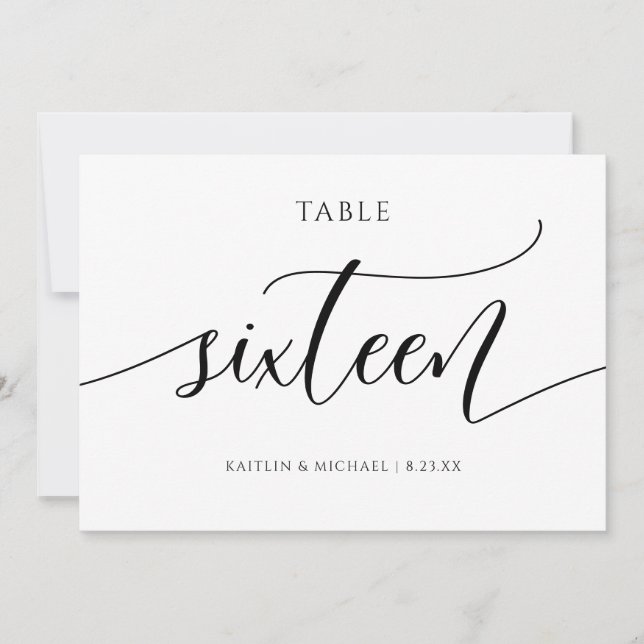 Números de mesa para boda modernos con caligrafía  (Anverso)