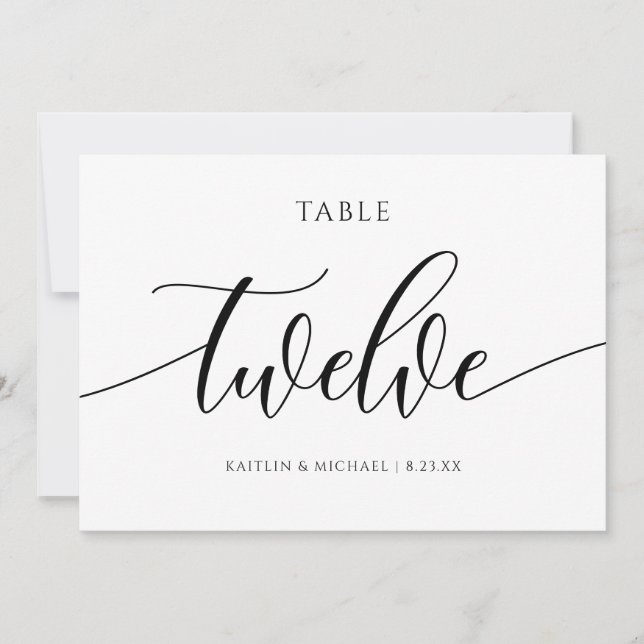 Números de mesa para boda modernos con caligrafía  (Anverso)