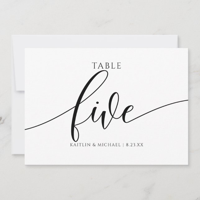Números de mesa para boda modernos con caligrafía  (Anverso)