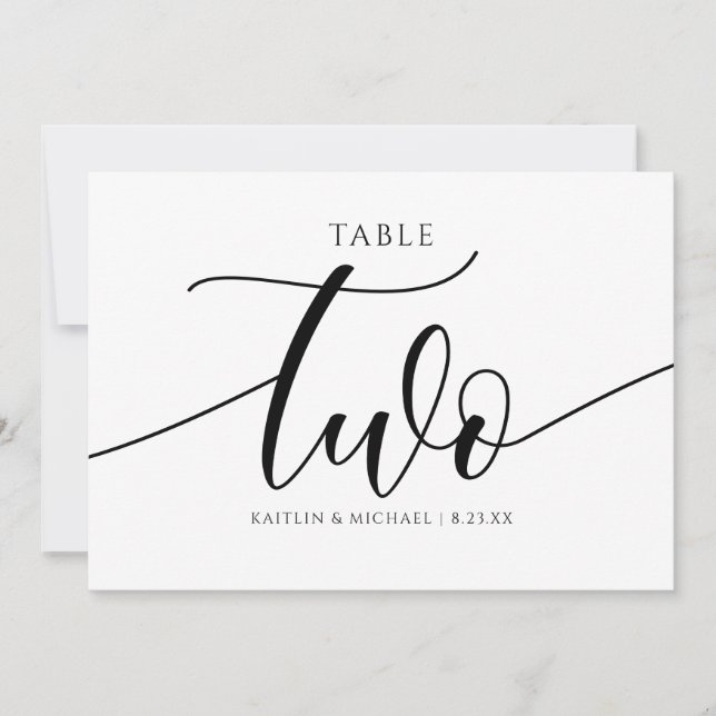 Números de mesa para boda modernos con caligrafía  (Anverso)