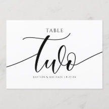 Números de mesa para boda modernos con caligrafía 