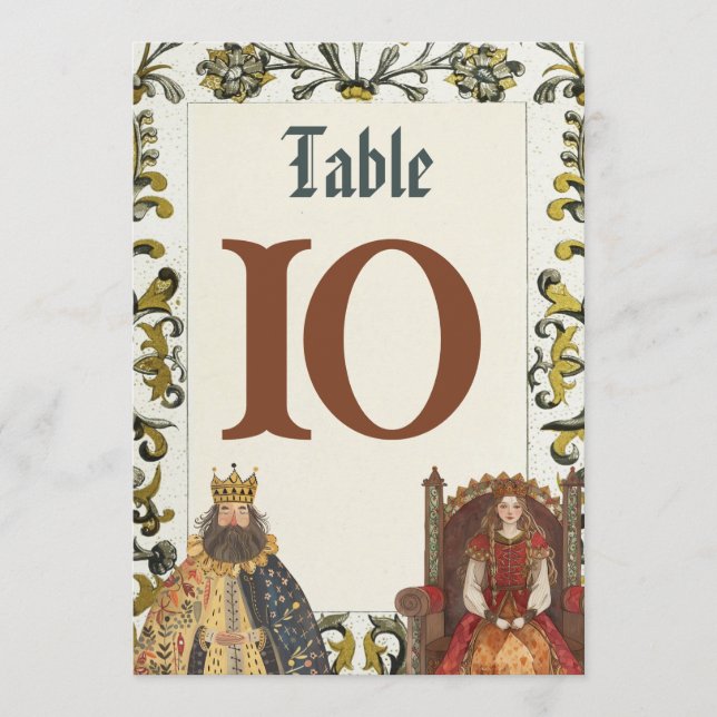 Números de mesa para boda real del Renacimiento me (Anverso)