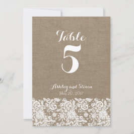 Números de mesa para boda rústica - arpillera y en