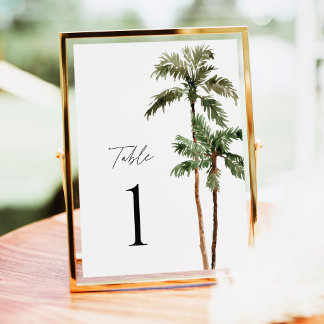 Números de Mesa para Boda Tropical con Palmeras