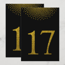 Números de mesa para fiesta de boda en negro y dor