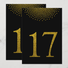Números de mesa para fiesta de boda en negro y dor