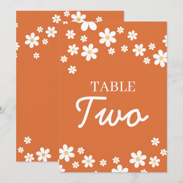 Números de mesa para fiesta de boda Retro Daisy Na (Anverso / Reverso)