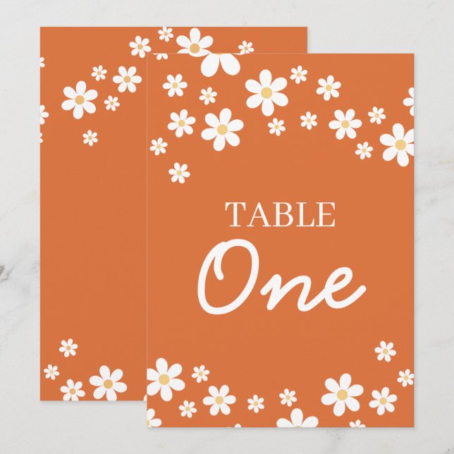 Números de mesa para fiesta de boda Retro Daisy Na (Anverso / Reverso)