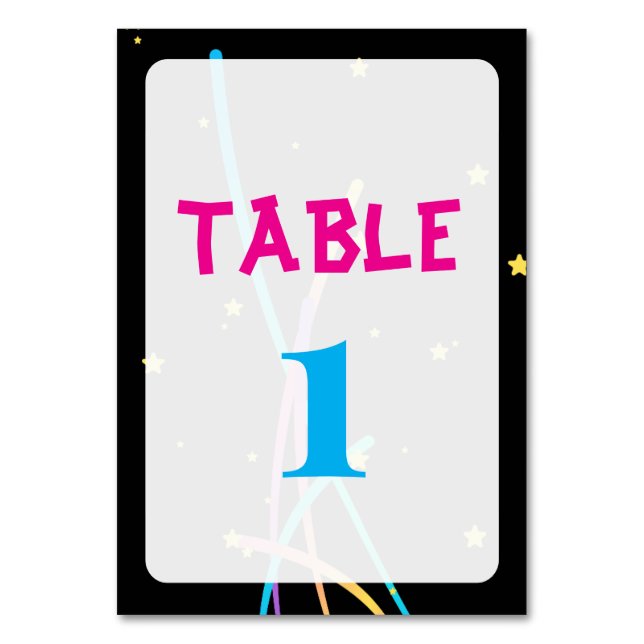 Números de mesa para fiesta Glow – Neon y divertid (Anverso)