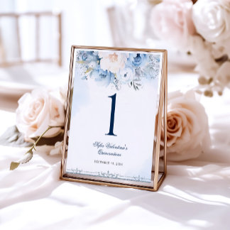 Números de mesa para Quinceañera Cenicienta Azul B