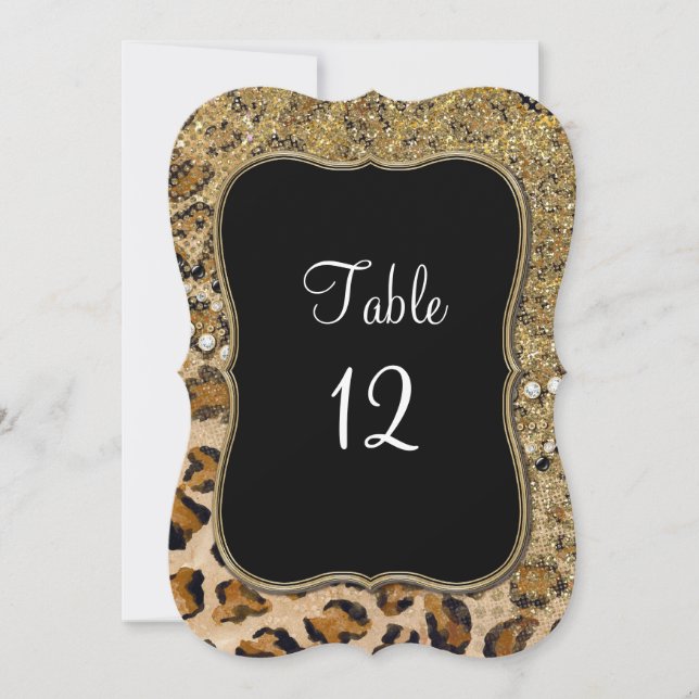 Números de Mesa Patrón Leopardo Brillo Dorado Natu (Anverso)