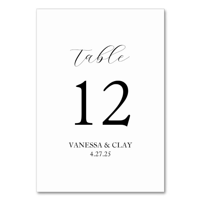 Números de mesa personalizados con nombre y fecha (Anverso)