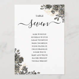 Números de mesa Plan de asientos de rosas florales