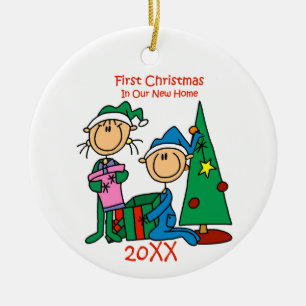 Números de palos Primer Ornamento nuevo de Navidad