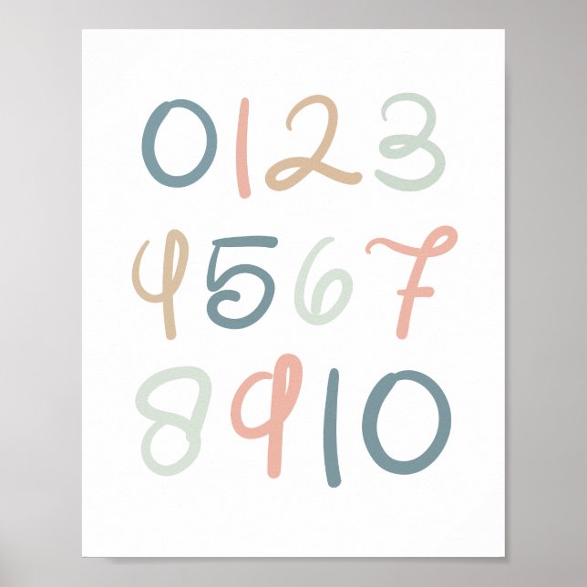 Números de pastel suaves - Arte de pared de guarde (Frente)