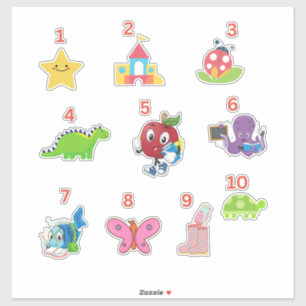 Números de preescolar 1-10 Pegatinas de vinilo