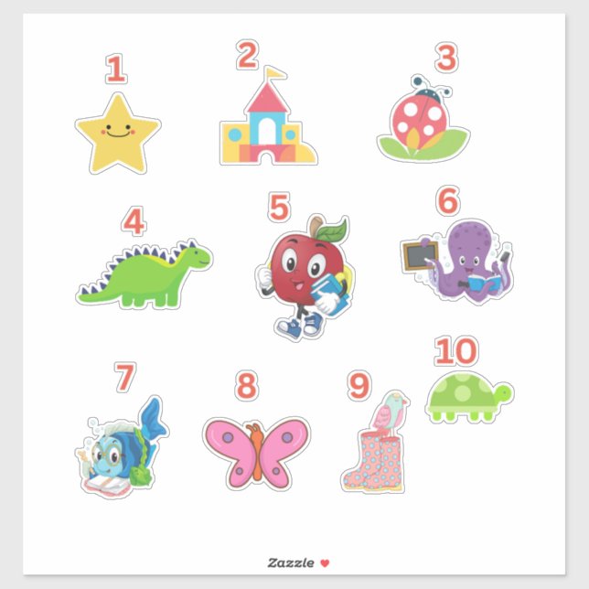 Números de preescolar 1-10 Pegatinas de vinilo (Hoja)